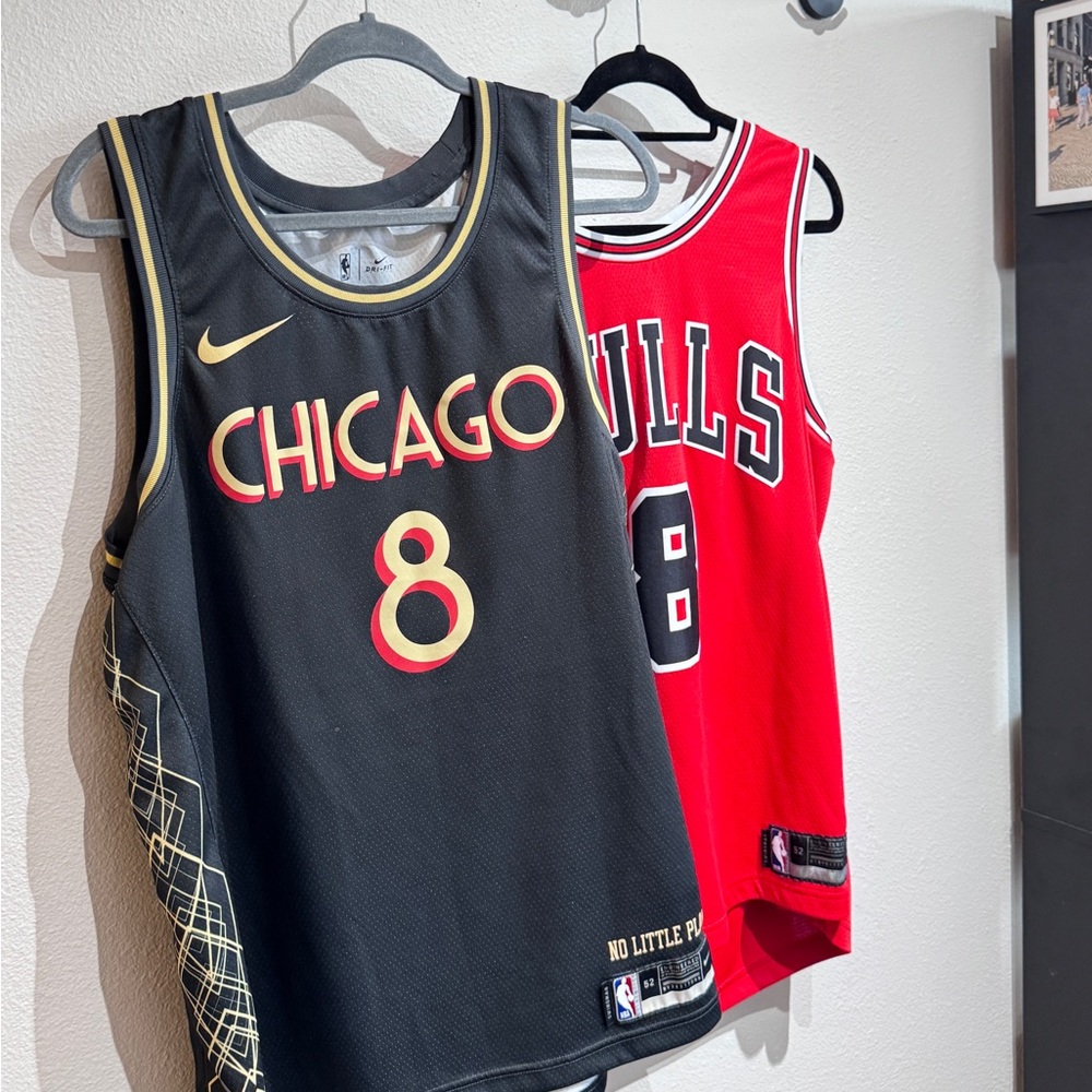 Pair of Bulls Zach Lavine city addition and home Jerseys